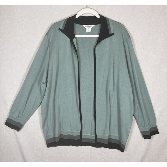 Misook Womens Plus Size 3X Open Front Cardigan Sweater Green Black Acrylic - Picture 1 of 6